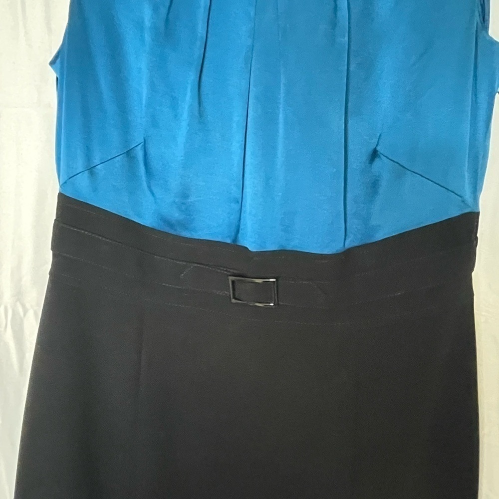 Tahari Arthur S. Levine/ Blue and black dress with braided scoop neck collar‍‍‍‍ - Picture 3 of 11